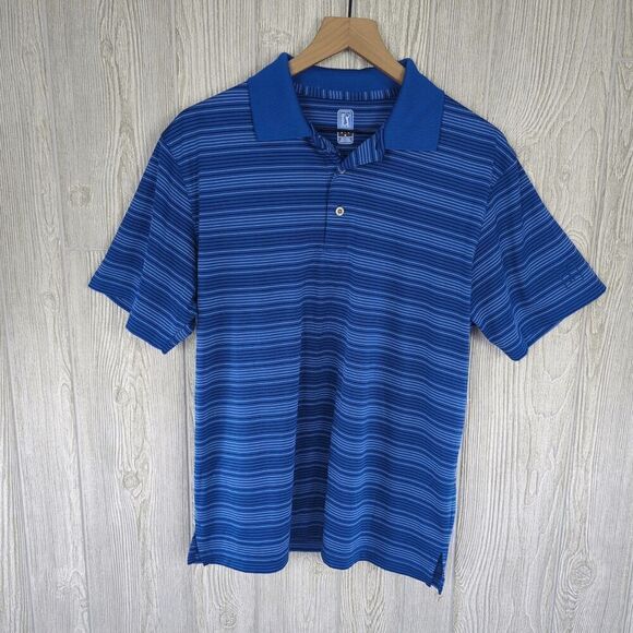 PGA Tour Men’s Medium Blue Golf Polo Short Sleeve Collared Shirt - Picture 2 of 8